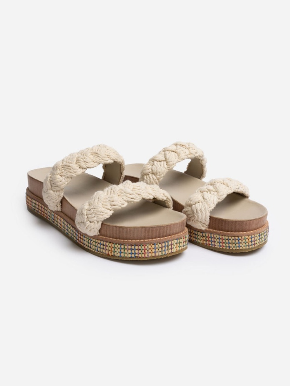 Johnny Was Braided Rope Sandals Cream Size 10 NIB NEW Bohemian Platform Coastal